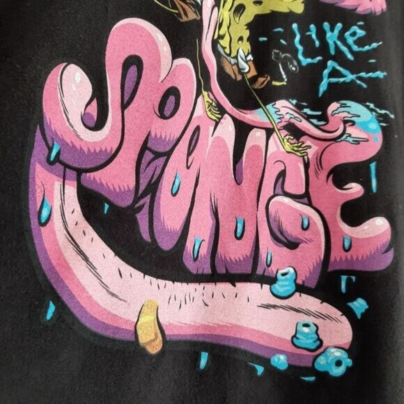 SPONGEBOB "Mind Like A Sponge" Short Sleeve Crewneck T-Shirt Black Sz M - Picture 10 of 10